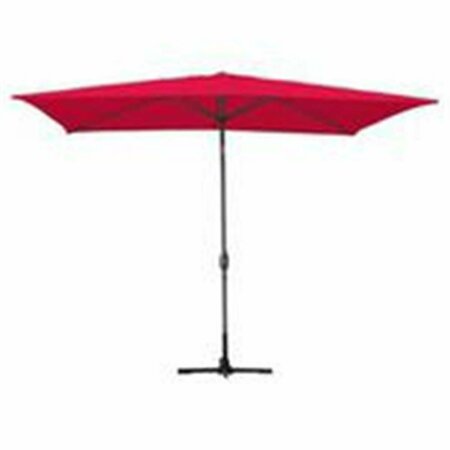 PROPATION 6.5 x 10 Ft. Aluminum Patio Market Umbrella Tilt with Crank - Red Fabric & Grey Pole PR648413